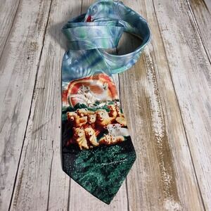 Gospitality Mens Noahs Ark William Hallmark Religious Graphic Necktie Green Blue